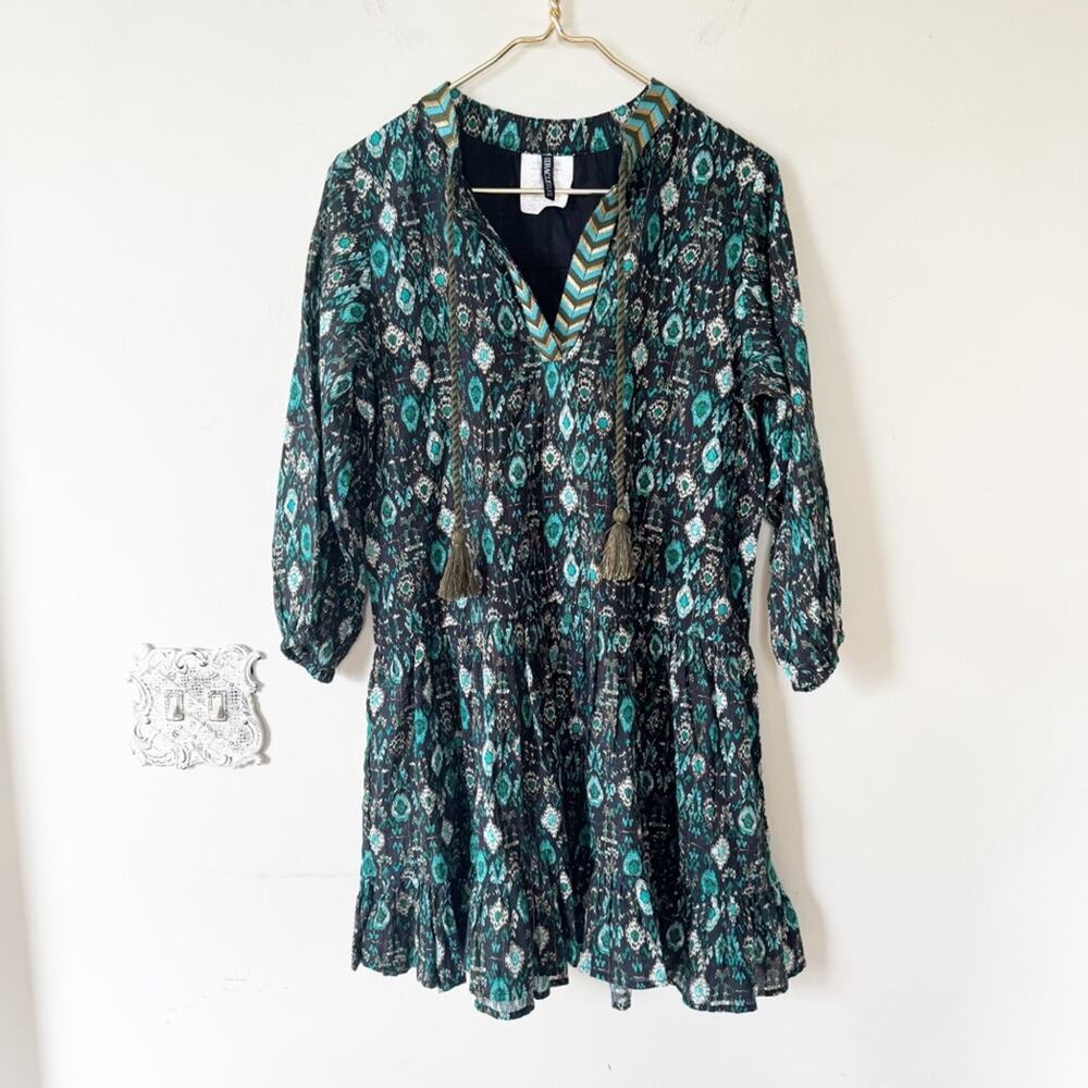 NWOT Miraclesuit Beach Dress Cover Up Bijoux Black and Teal Aztec S - Picture 5 of 13